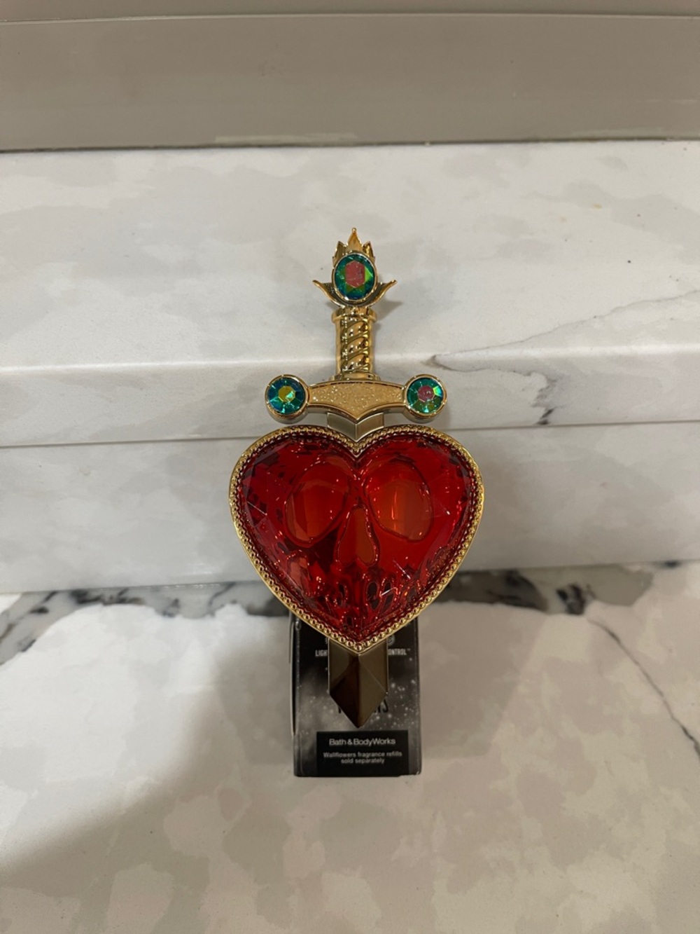 Heart Dagger Decorative Ornament with Red Skull Heart